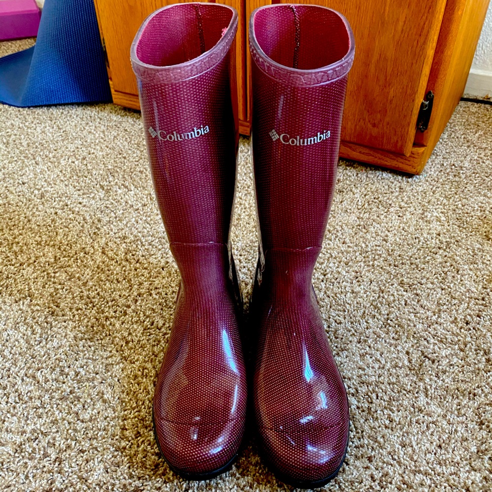 Women’s Columbia Rain Boots, Size 11, Plum